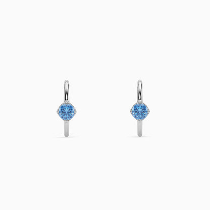 Silver Sky Blue Hoop Earrings