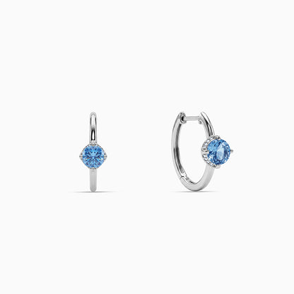 Silver Sky Blue Hoop Earrings