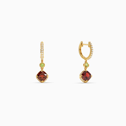 Golden Crimson Prism Drop Earrings
