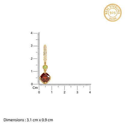Golden Crimson Prism Drop Earrings