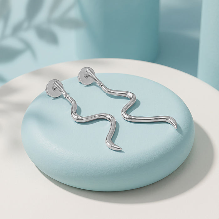 Silver Saraph Serpent Earrings