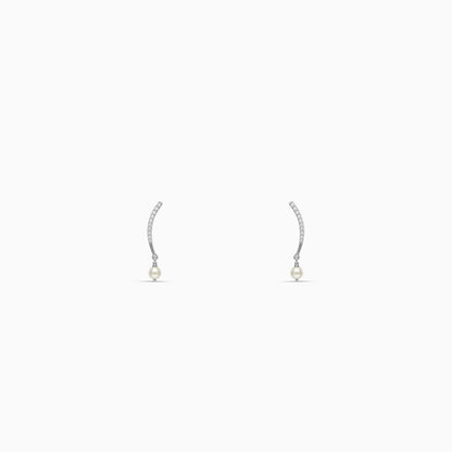 Silver Hepburn Pearl Drop Earrings