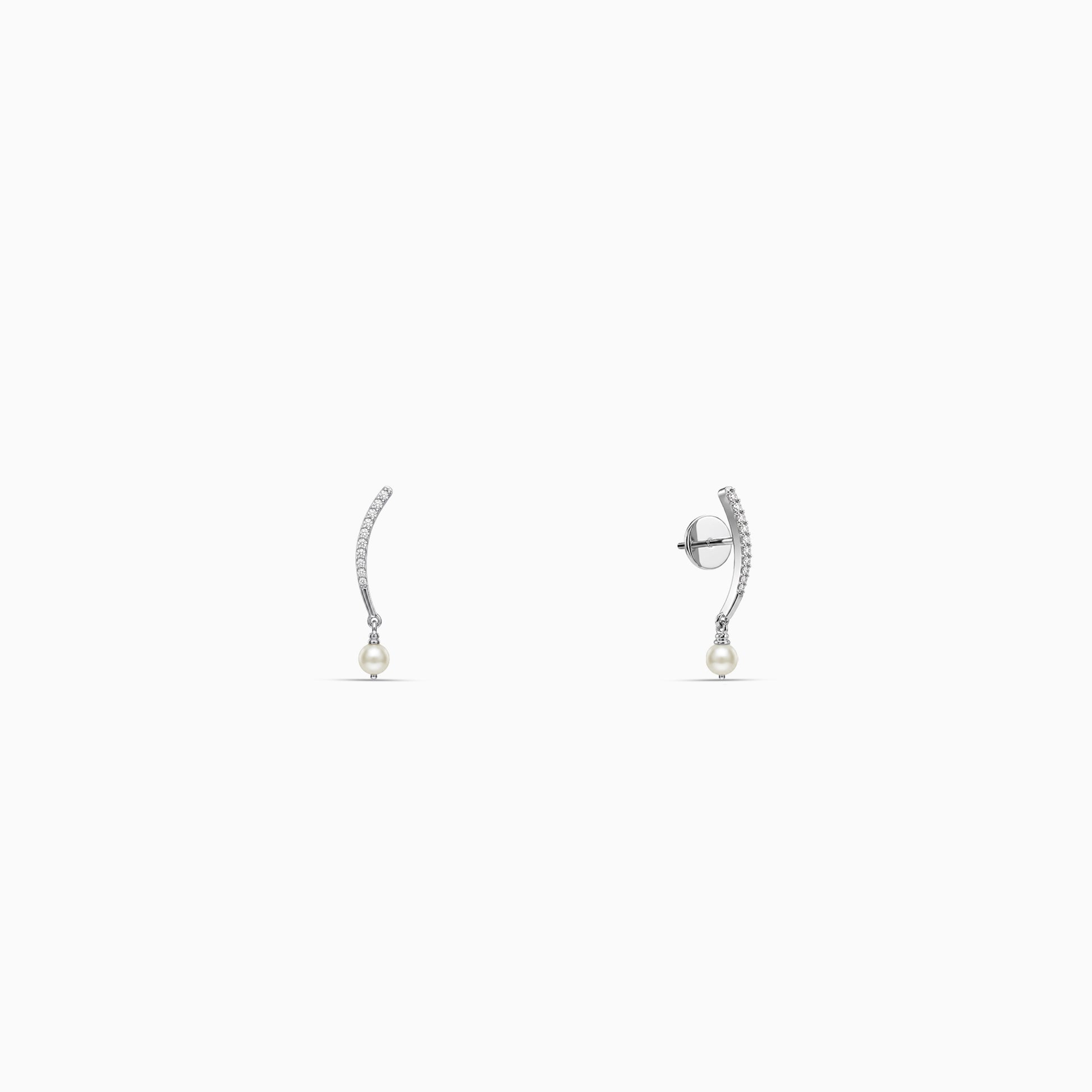 Silver Hepburn Pearl Drop Earrings