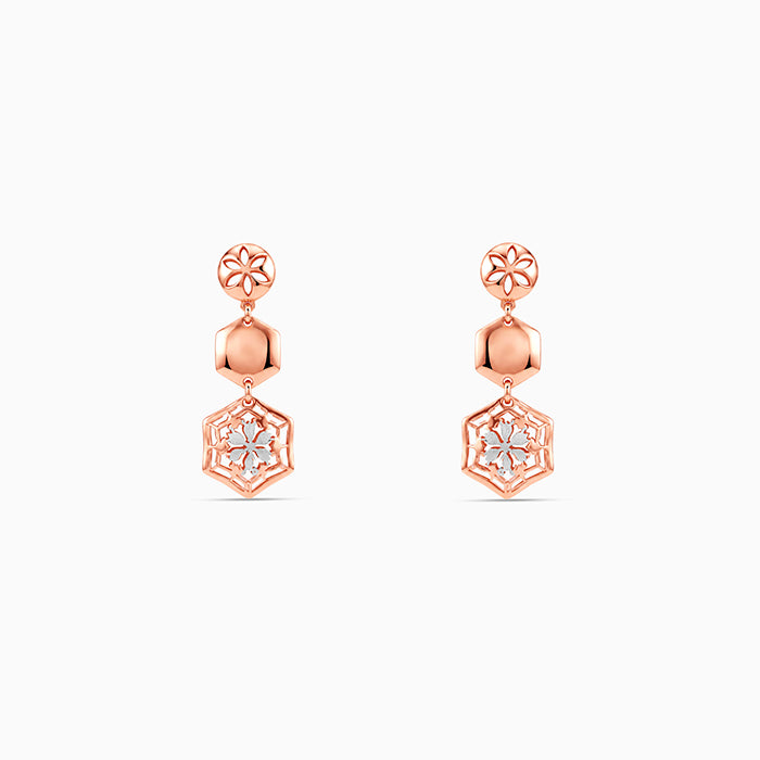 Dual Tone Blooming Fashion Silver Earrings