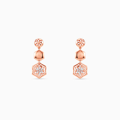 Dual Tone Blooming Fashion Silver Earrings