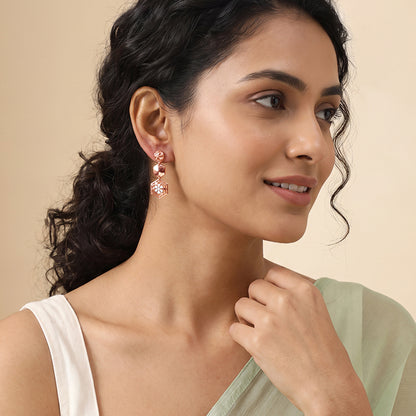 Dual Tone Blooming Fashion Silver Earrings