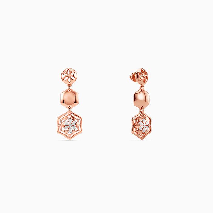 Dual Tone Blooming Fashion Silver Earrings