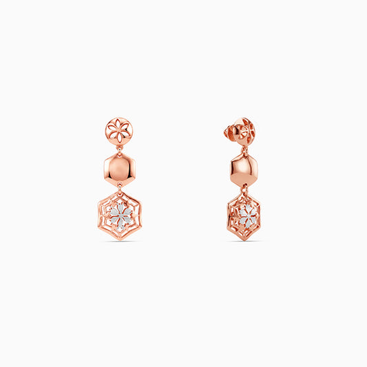 Dual Tone Blooming Fashion Silver Earrings