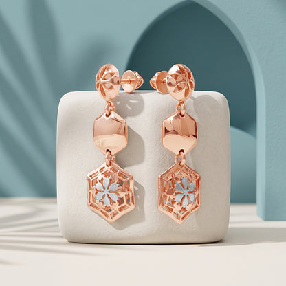 Dual Tone Blooming Fashion Silver Earrings