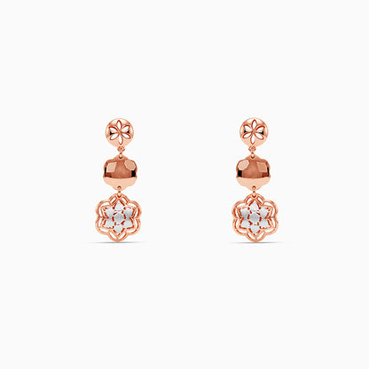 Dual Tone Modern Bloom Silver Earrings