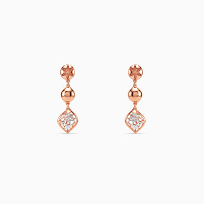 Dual Tone Bloom Grid Silver Earrings