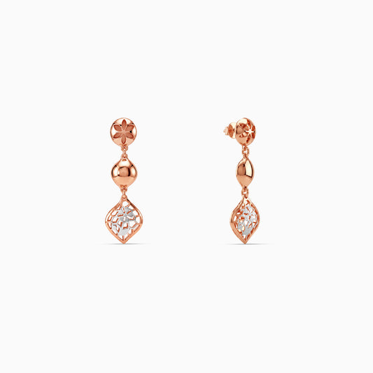 Dual Tone Bloom Grid Silver Earrings