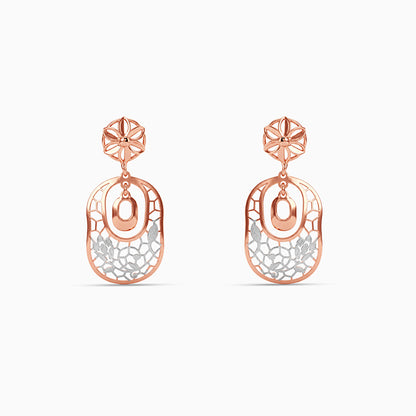 Dual Tone Bloom & Frame Silver Earrings