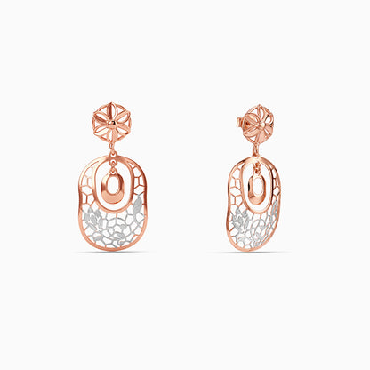 Dual Tone Bloom & Frame Silver Earrings