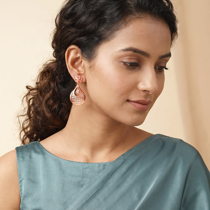 Dual Tone Festive Sparkle Silver Earrings