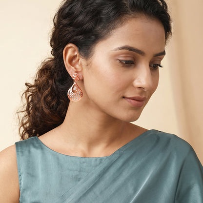 Dual Tone Festive Sparkle Silver Earrings