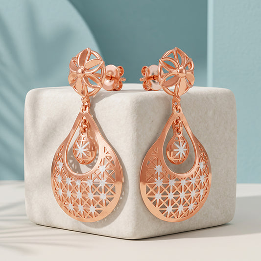 Dual Tone Festive Sparkle Silver Earrings