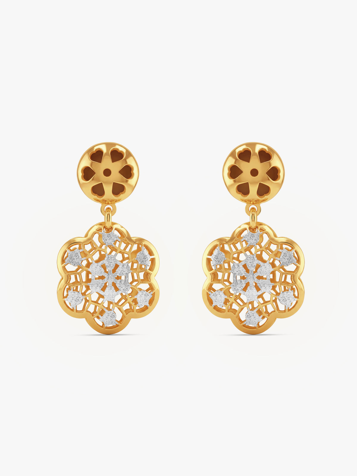 Dual Tone Petal Intrigue Silver Earrings