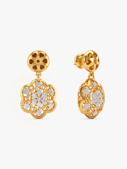 Dual Tone Petal Intrigue Silver Earrings