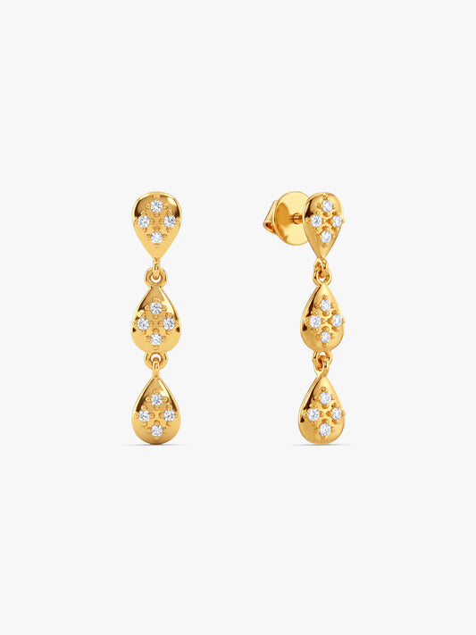 Golden Petalia Drop Earrings