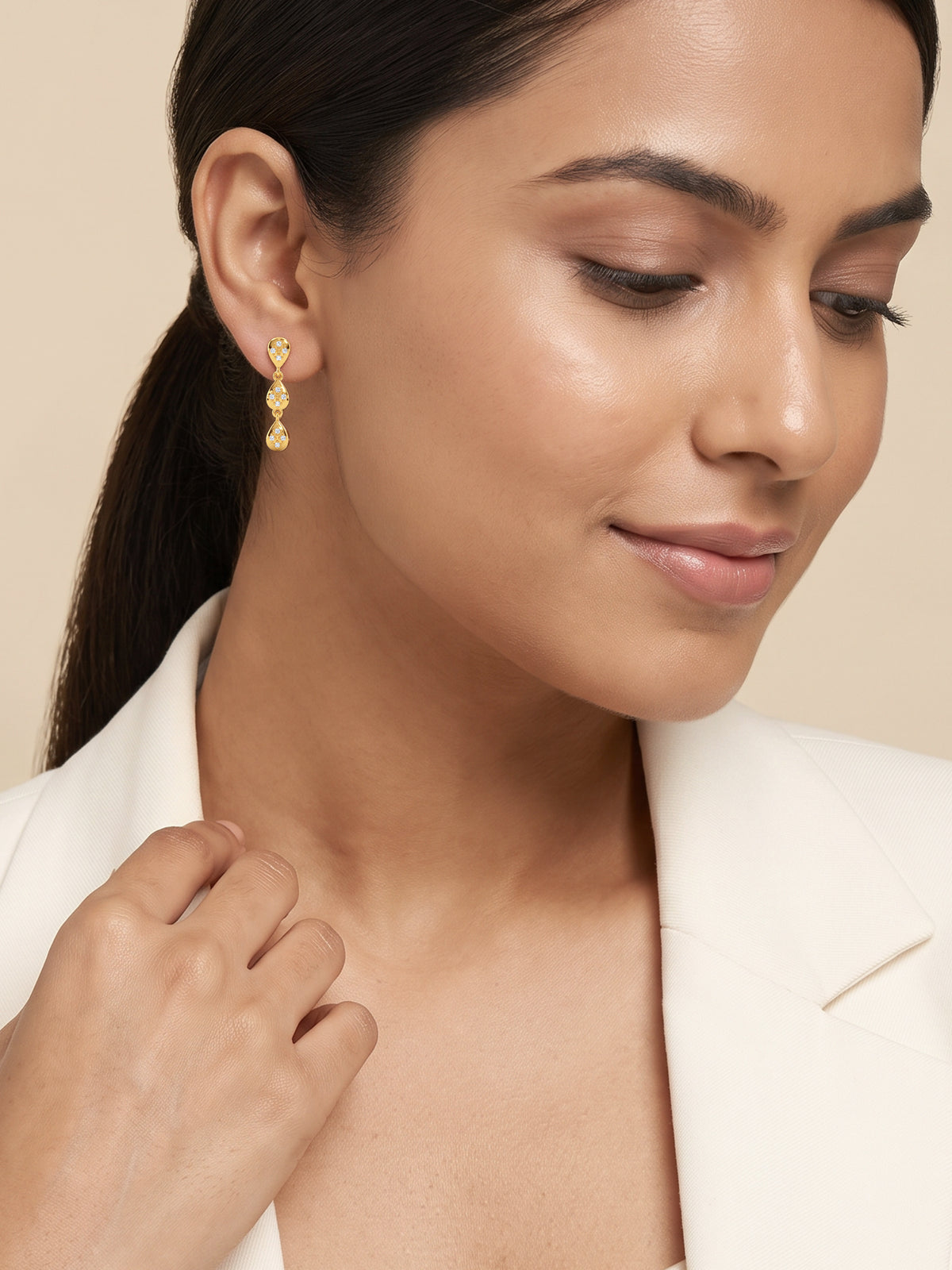 Golden Petalia Drop Earrings