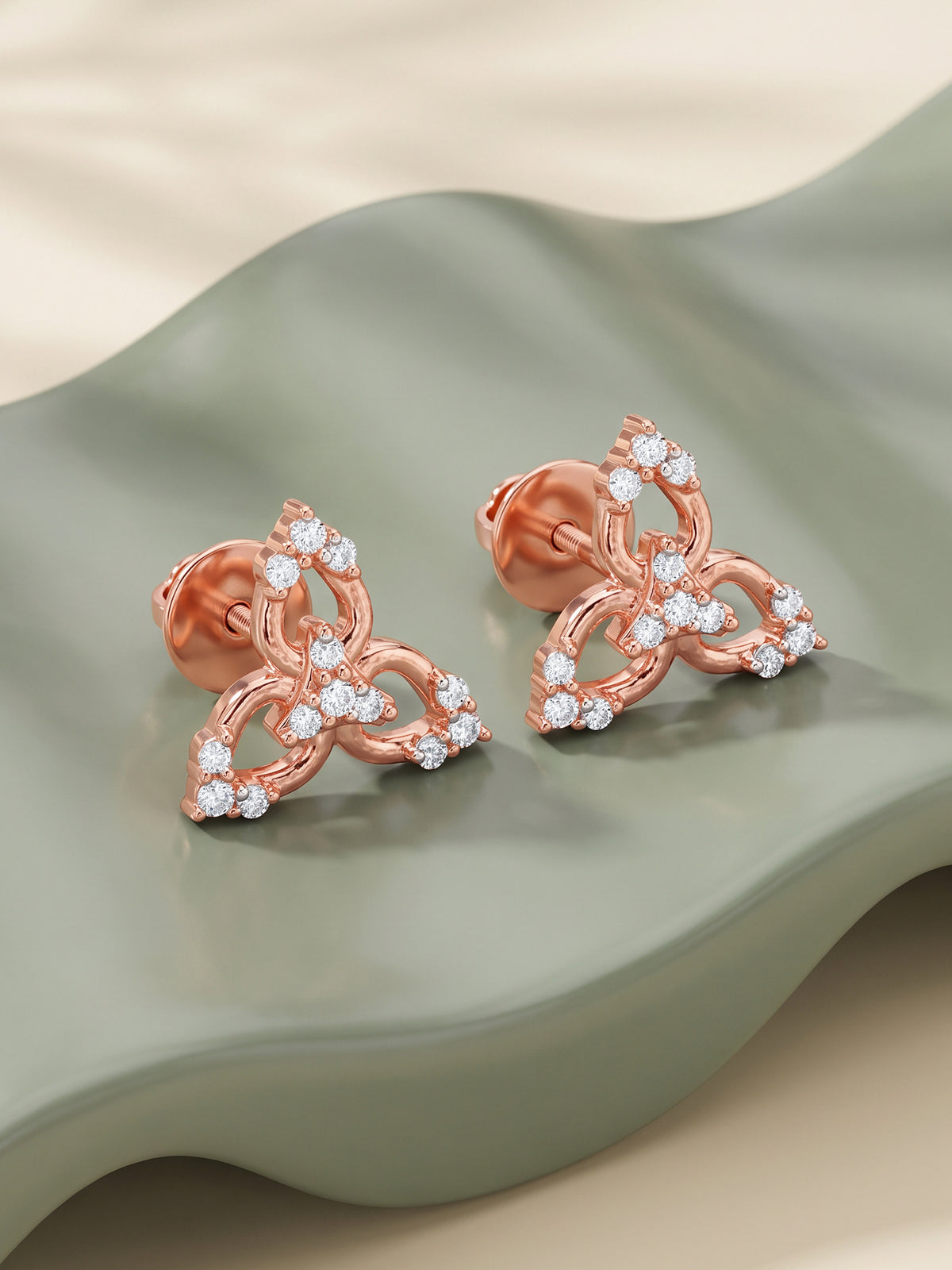 Rose Gold Flora Trio Studs