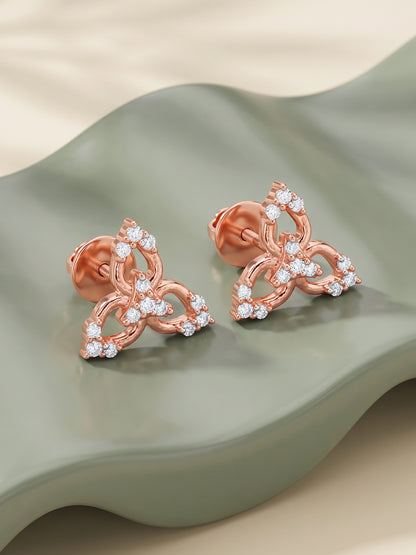 Rose Gold Flora Trio Studs