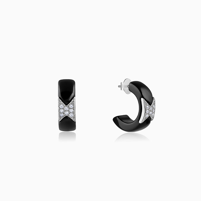 Silver Reflection J Hoop Earrings