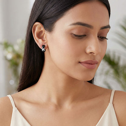 Silver Reflection J Hoop Earrings