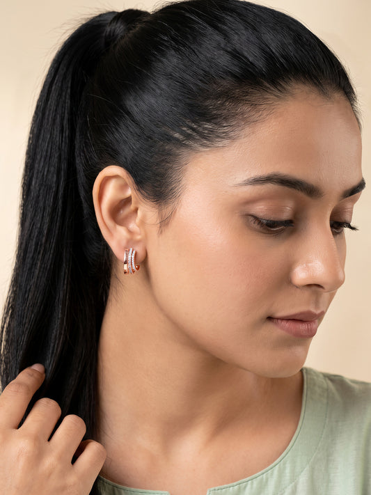 Rose Gold Cosima J Hoop Earrings