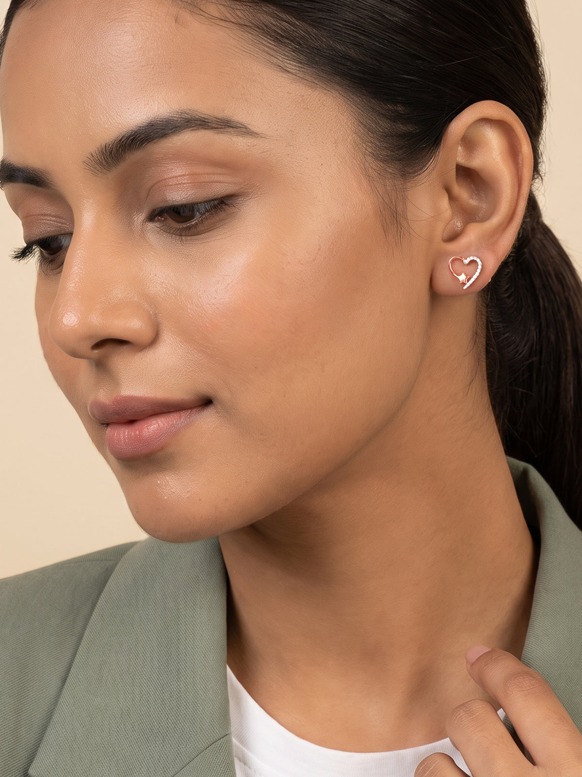 Rose Gold Aurielle Heart Earrings