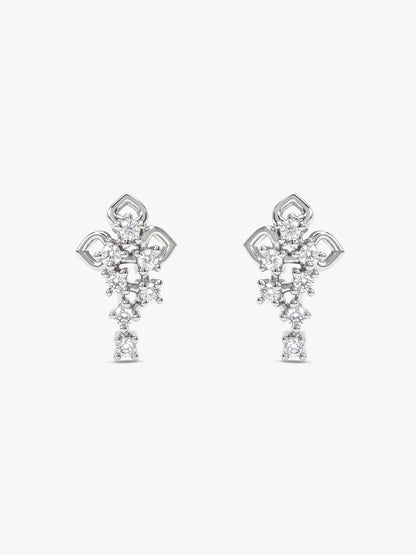Silver Dazzling Petals Earrings