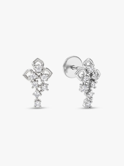 Silver Dazzling Petals Earrings