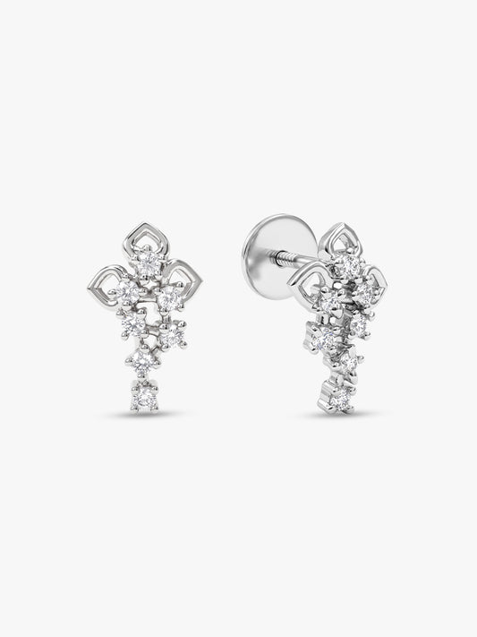 Silver Dazzling Petals Earrings