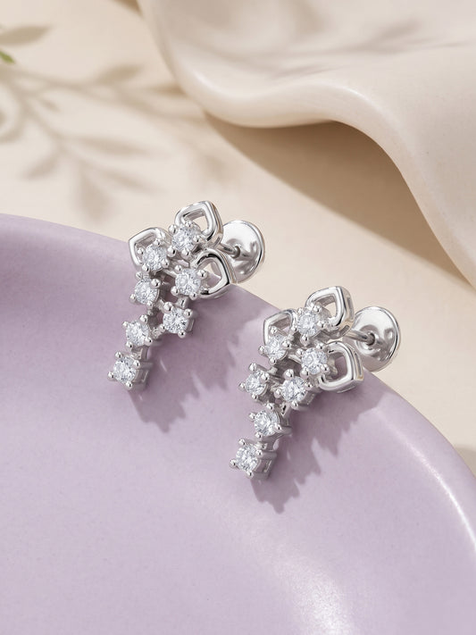 Silver Dazzling Petals Earrings