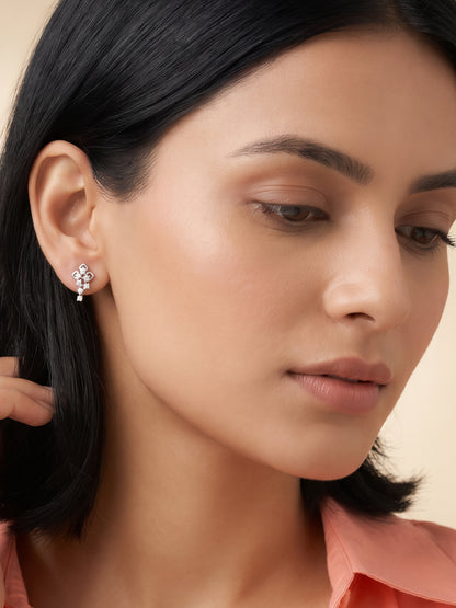 Silver Dazzling Petals Earrings
