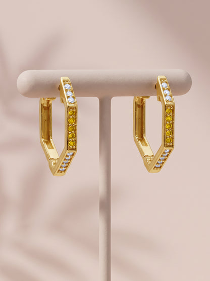 Golden Hexelle Hoop Earrings