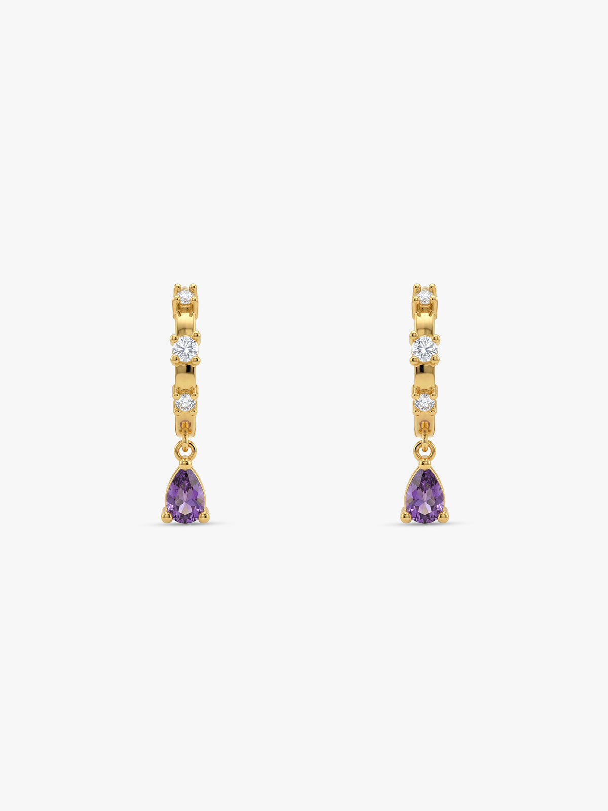 Golden Violet Drop Earrings