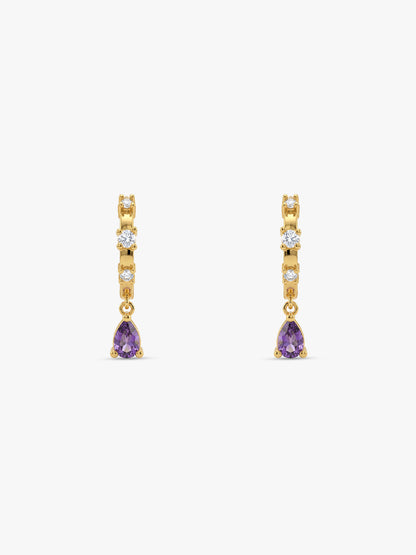 Golden Violet Drop Earrings
