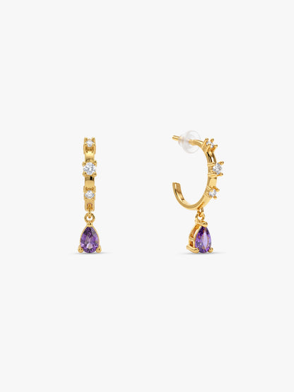 Golden Violet Drop Earrings