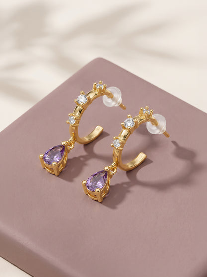 Golden Violet Drop Earrings