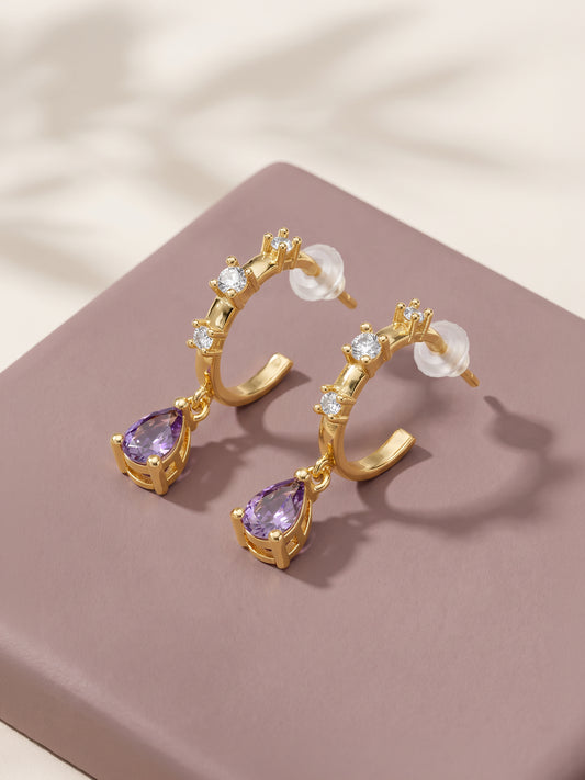 Golden Violet Drop Earrings