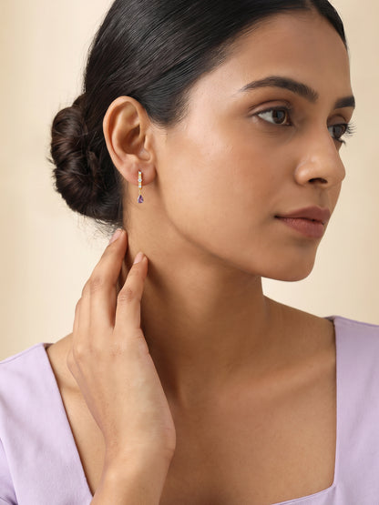 Golden Violet Drop Earrings