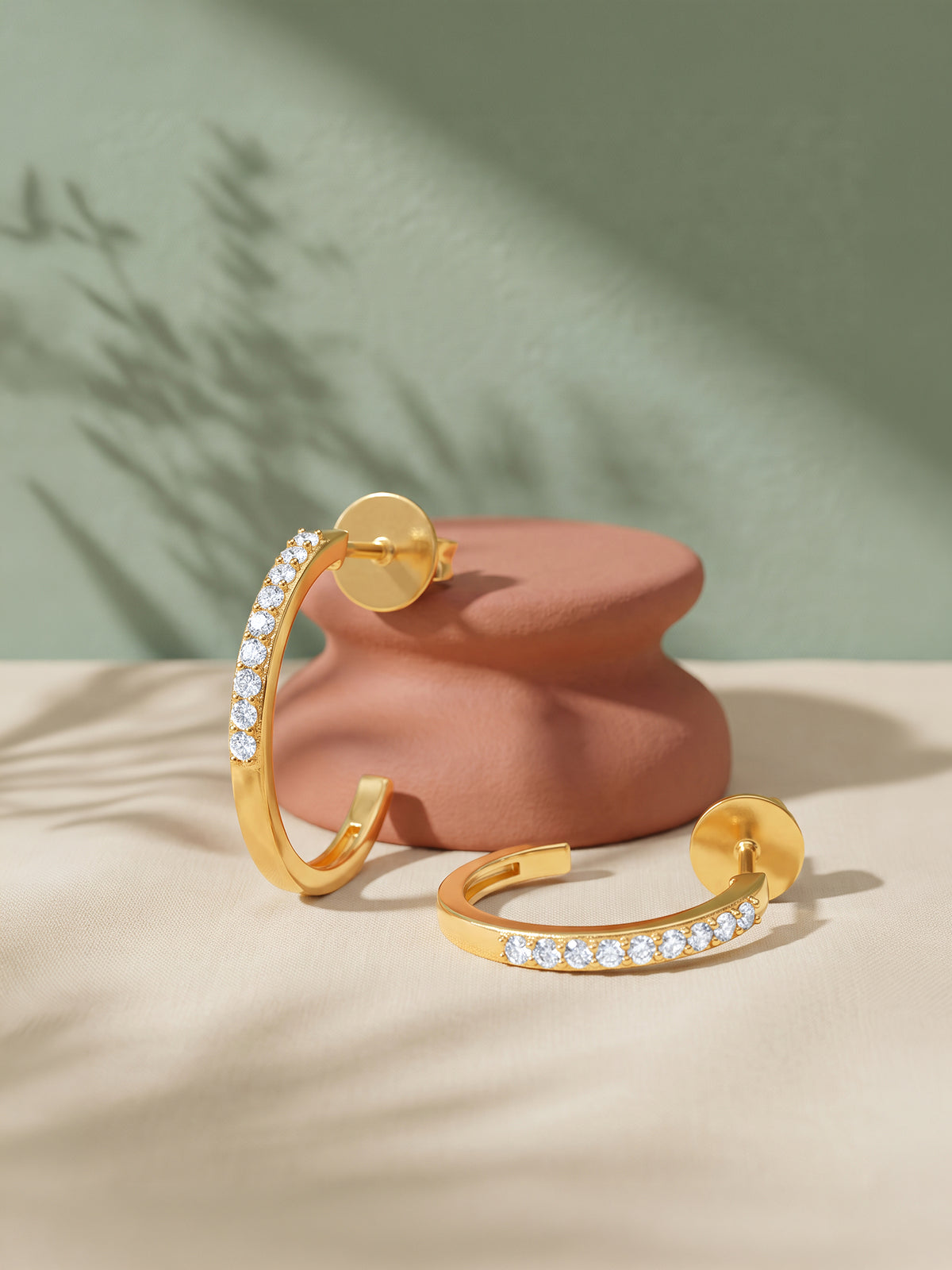 Golden Solar Meridian Hoop Earrings