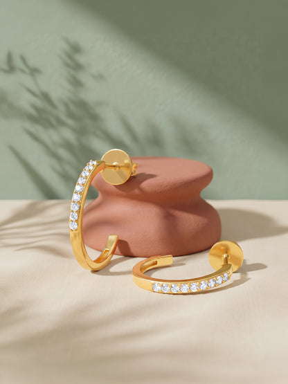 Golden Solar Meridian Hoop Earrings