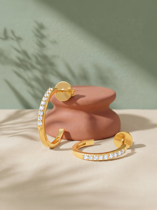 Golden Solar Meridian Hoop Earrings