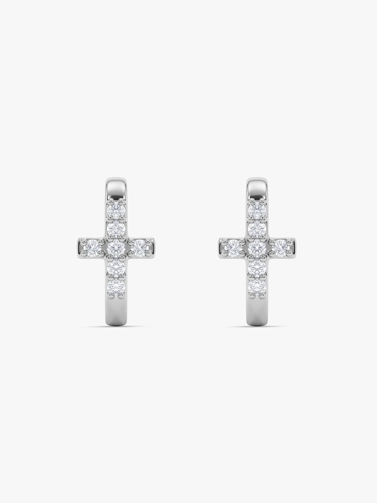Silver Sanctum Cross Huggie Hoops