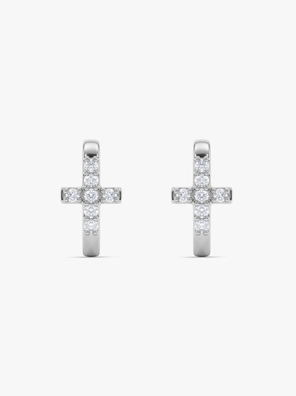 Silver Sanctum Cross Huggie Hoops