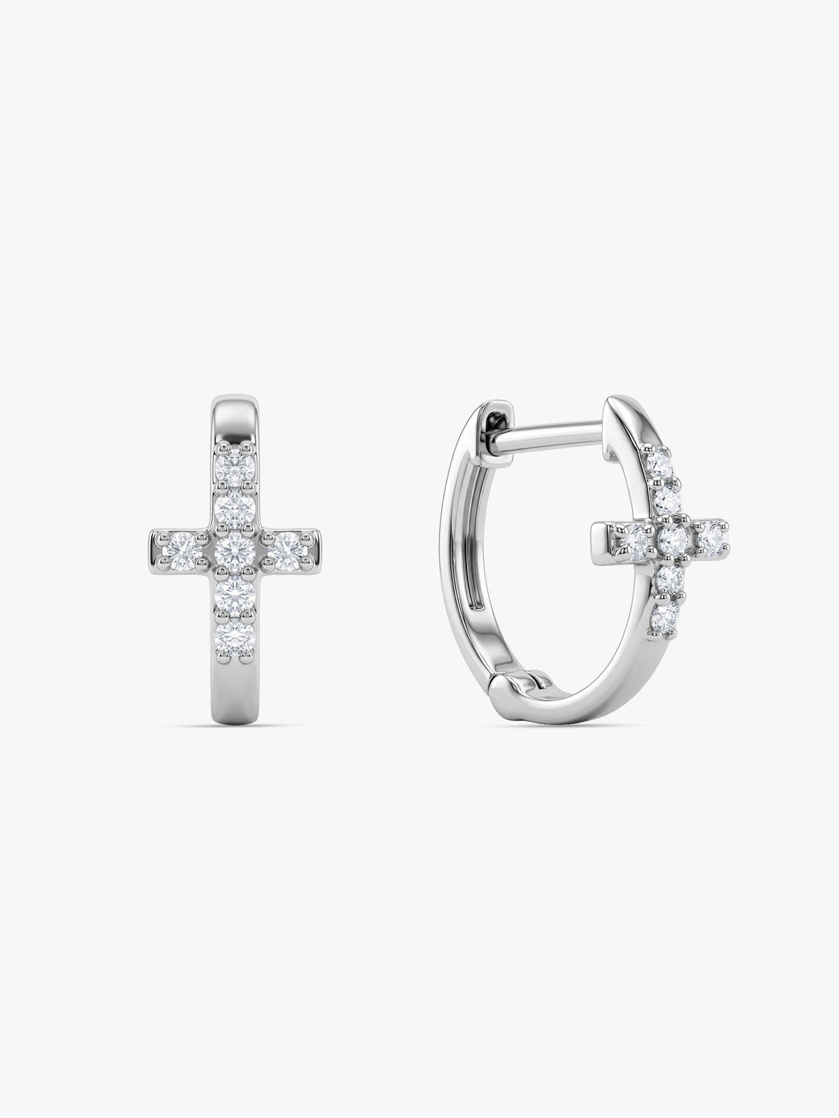 Silver Sanctum Cross Huggie Hoops