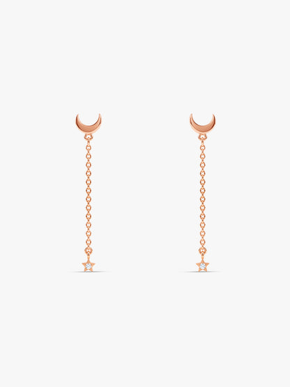 Rose Gold Nova Moon Dangler Earrings
